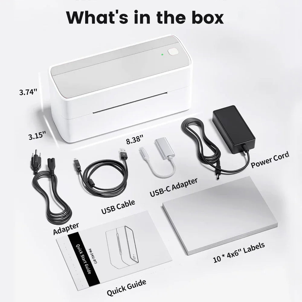 Phomemo 241 Wireless Bluetooth Label Printer for iPhone, Android, Mac & Windows - 108mm Thermal Shipping Labels