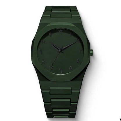 Stylish Men's Quartz Watch - Simple Black Design with Arabic Digits & Drip Oil Strap for Casual Wear