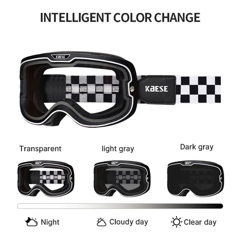 UV 400 Motorcycle Riding Glasses - Photochromic Sports Goggles for Motocross, Skating, Windproof & Dustproof Protection