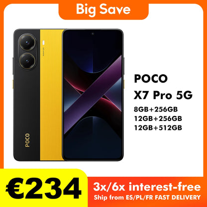 POCO X7 Pro Cellphone - 256GB/512GB, 6.67" 120Hz Display, Dimensity 8400-Ultra, 6000mAh, 5G, NFC - Perfect for Tech Enthusiasts