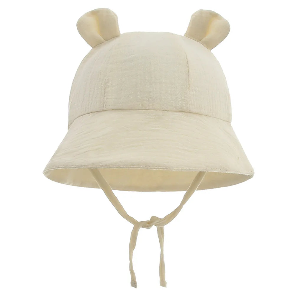 Muslin Cotton Baby Bucket Hat - Sun Protection for Kids 3-12M Boys & Girls Panama Cap