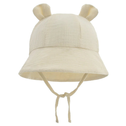 Muslin Cotton Baby Bucket Hat - Sun Protection for Kids 3-12M Boys & Girls Panama Cap