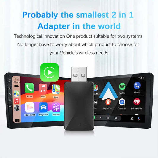 2-in-1 CarPlay & Android Auto Adapter for OEM Car Stereos - Wired & Wireless USB Plug and Play
