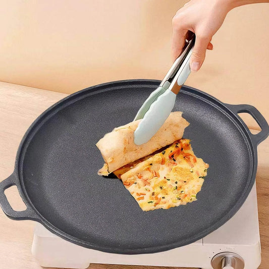 Cast Iron Skillet for Perfect Pizza, Eggs, Pancakes & Veggies - Non-Stick BBQ Frying Pan for Outdoor Cooking