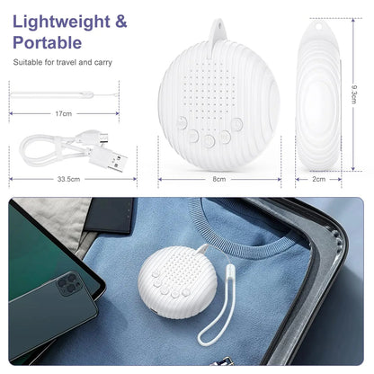 Portable White Noise Machine for Babies - 10 Soothing Sounds, Volume Control, Rechargeable Battery, USB Charging