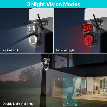 4K HD PTZ Outdoor Camera with Dual Lens, AI Auto Tracking & Audio for Home Surveillance