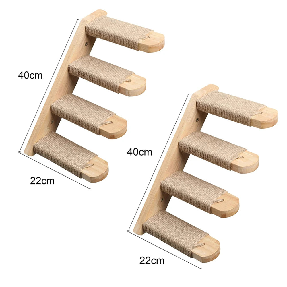 Wall-Mounted Cat Tree with Scratching Post, Jumping Platform, and Hammock for Cats