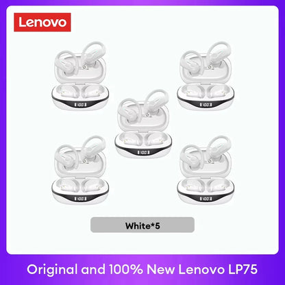 Lenovo LP75 TWS Bluetooth Headphones for Active Lifestyle - Wireless, Noise-Canceling, Waterproof with LED Display