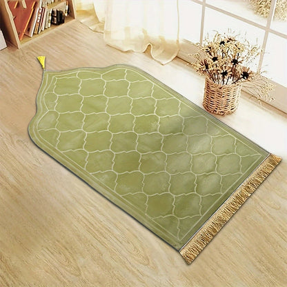 Thickened Flannel Prayer Mat for Comfort & Style - Irregular Plush Design with Tassels for Spiritual Practice
