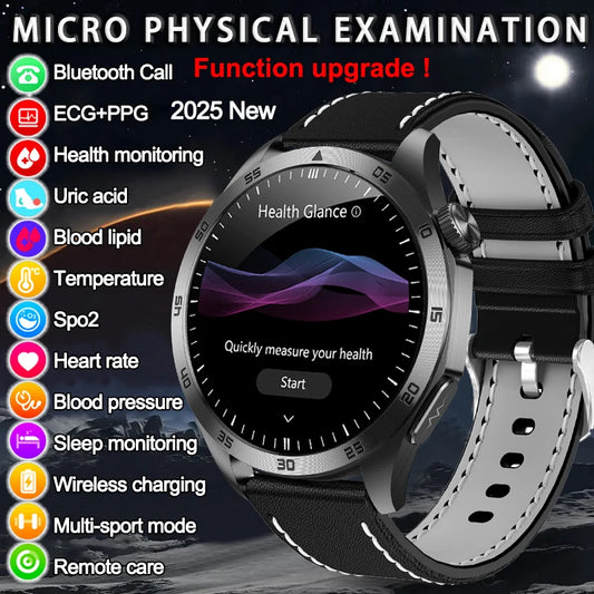 2025 Smartwatch for Men - ECG, PPG, Blood Pressure, Uric Acid & Lipid Monitoring with Bluetooth Call Function