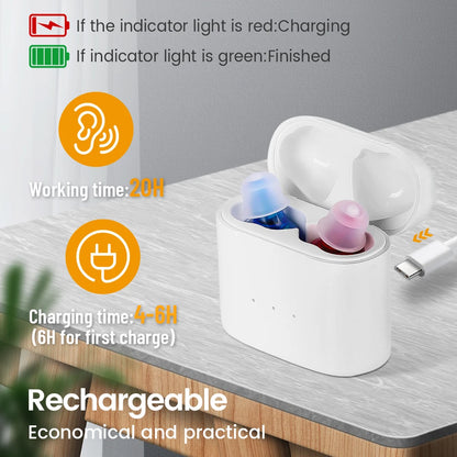 Rechargeable ITE Hearing Aids for Seniors - Invisible Mini Sound Amplifier for Enhanced Listening Experience