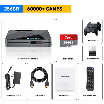 KINHANK Super Console X2 Pro Retro Game Box for Kids - 60000 Games for ARCADE/MAME/DC/SS with Gamepad Gift