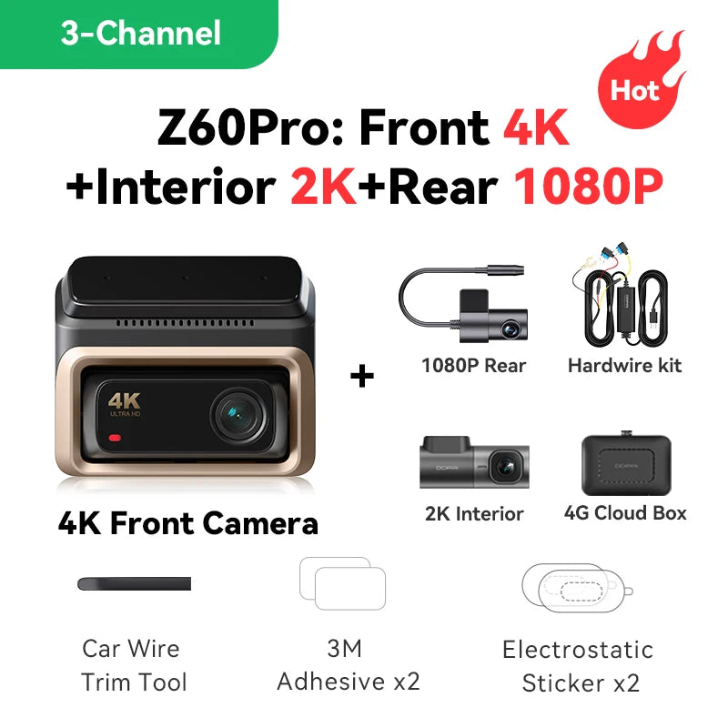 DDPAI Z60 Pro 4K Dash Cam - Front Camera for Cars with Dual SONY Sensors, GPS, WiFi, ADAS & Night Vision