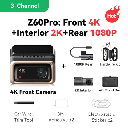 DDPAI Z60 Pro 4K Dash Cam - Front Camera for Cars with Dual SONY Sensors, GPS, WiFi, ADAS & Night Vision