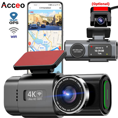 4K UHD Dash Cam with Night Vision & GPS - Car Camera for Safe Driving & 24/7 Parking Surveillance
