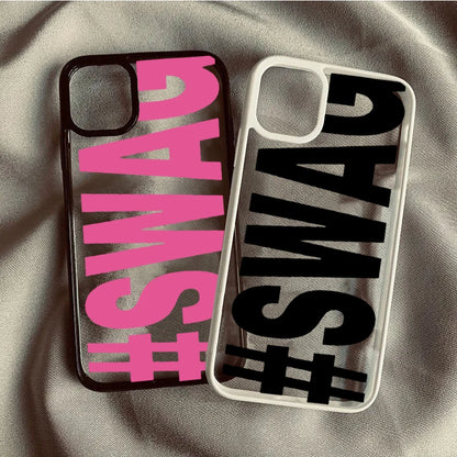 SWAG Bold Letter Shockproof Phone Case for iPhone 11 12 13 14 15 16 Pro Max, SE 2022, X XR XS Max, 7 8 Plus