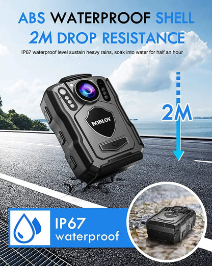 BOBLOV M5 Police Body Camera with GPS, 1440P Video, Night Vision, 128GB Storage, IP67 Waterproof, 4200mAh Battery