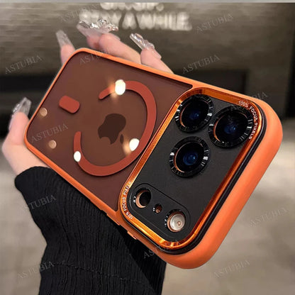 Luxury Magnetic Metal Bumper Case for iPhone 11-17 Pro Max Plus | Wireless Charging Compatible, Hard Protection Cover