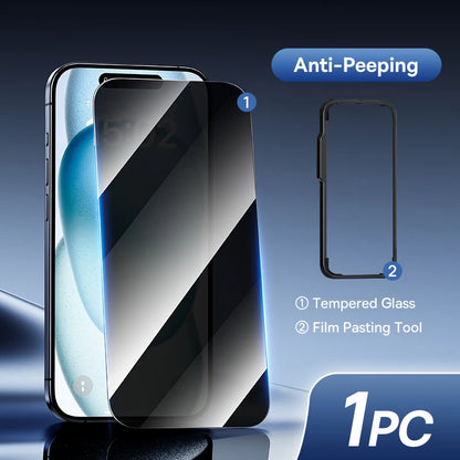 Baseus Tempered Glass Screen Protector for iPhone 17, 16 Pro Max, 15, 14, 13, 12, 11 - Clear Anti-Peeping Edge Film