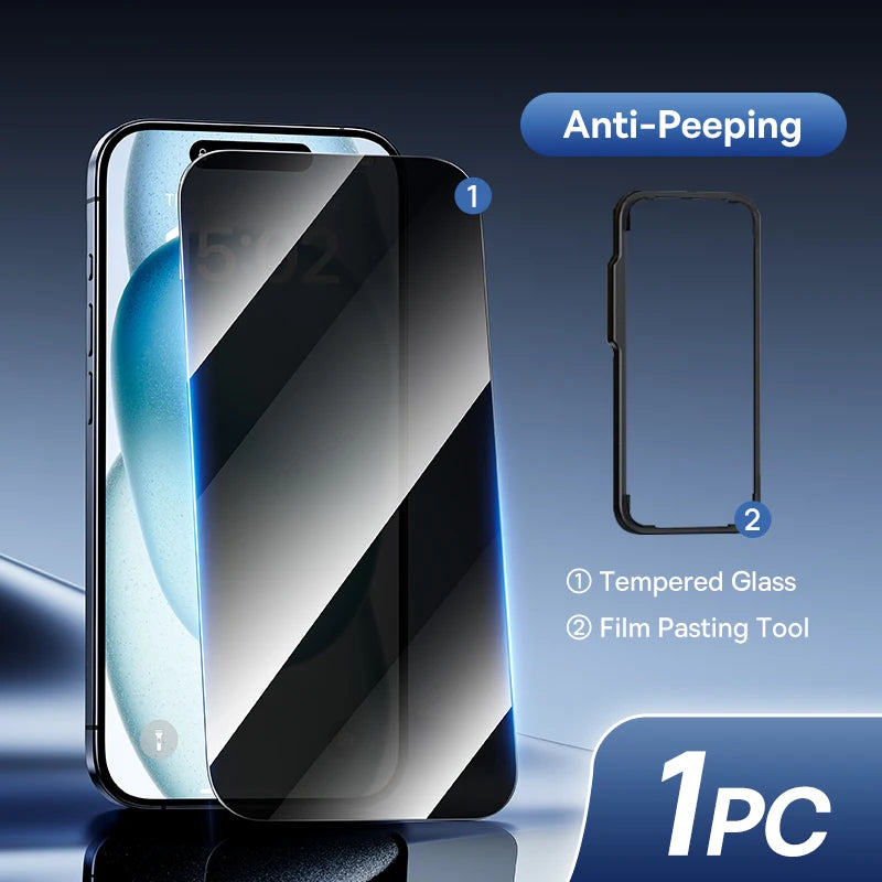 Baseus Tempered Glass Screen Protector for iPhone 17, 16 Pro Max, 15, 14, 13, 12, 11 - Clear Anti-Peeping Edge Film