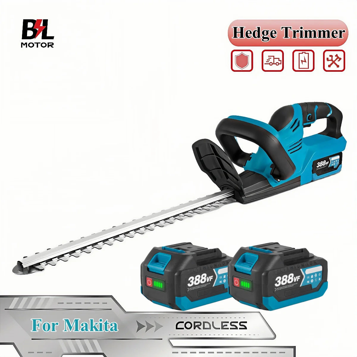 2000W Electric Hedge Trimmer for Makita 18V Battery - 15000 RPM Lawn & Garden Pruning Tool