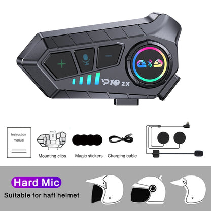KEBIDUMEI 1/2x Motorcycle Intercom Headset for 2 Riders - BT 5.3, 300M Waterproof, Music Sharing, Helmet Communication