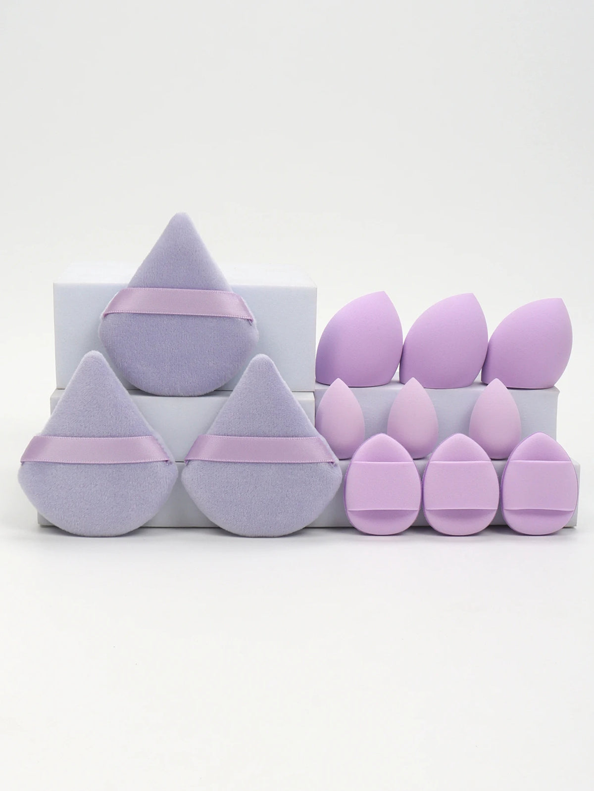 12-Piece Versatile Makeup Sponge Set for Flawless Application: 3 Loose Powder Puffs, 3 Mini Air Cushion Puffs, 3 Beauty Eggs