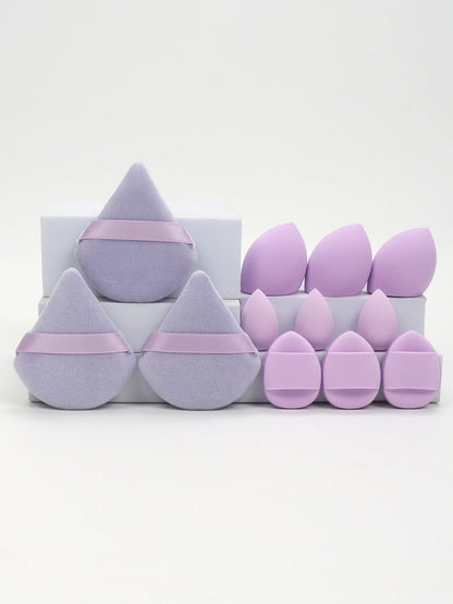 12-Piece Versatile Makeup Sponge Set for Flawless Application: 3 Loose Powder Puffs, 3 Mini Air Cushion Puffs, 3 Beauty Eggs