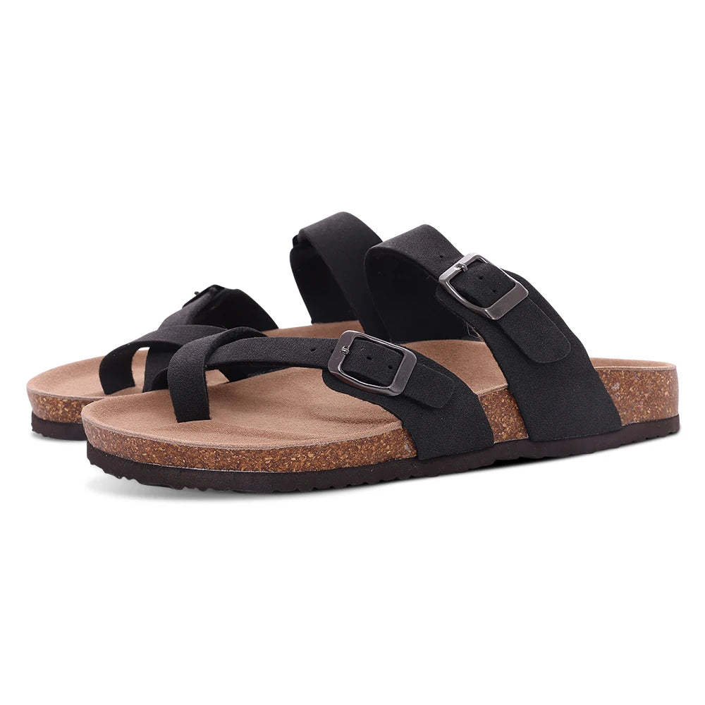 Comwarm Women's Suede Mules Slippers - Arch Support Clogs with Cork Insole for Beach, Outdoor, & Home Use