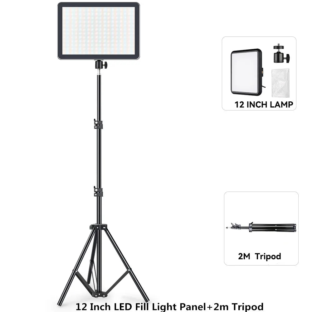 8/12 Inch LED Video Light Kit for YouTube Live Streaming and Photography with Tripod Stand