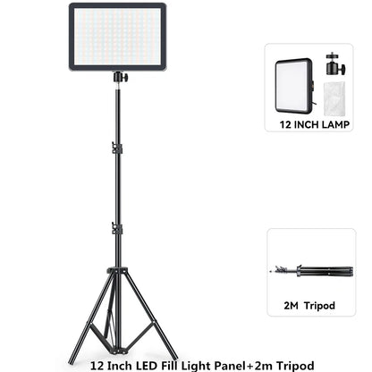 8/12 Inch LED Video Light Kit for YouTube Live Streaming and Photography with Tripod Stand