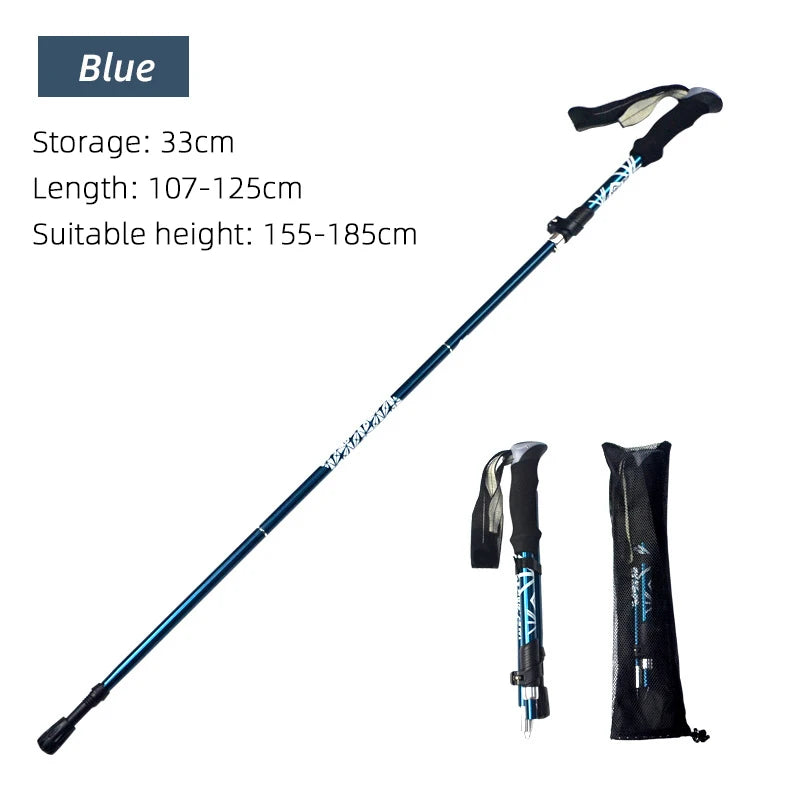Outdoor Foldable Trekking Pole for Seniors - Portable Hiking Stick, Telescopic Design, Easy to Pack for Camping Adventures