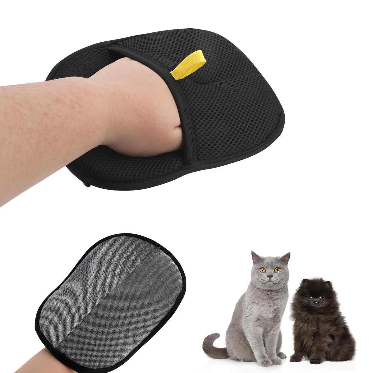 Double-Sided Pet Grooming Gloves for Easy Fur Removal from Carpets and Furniture