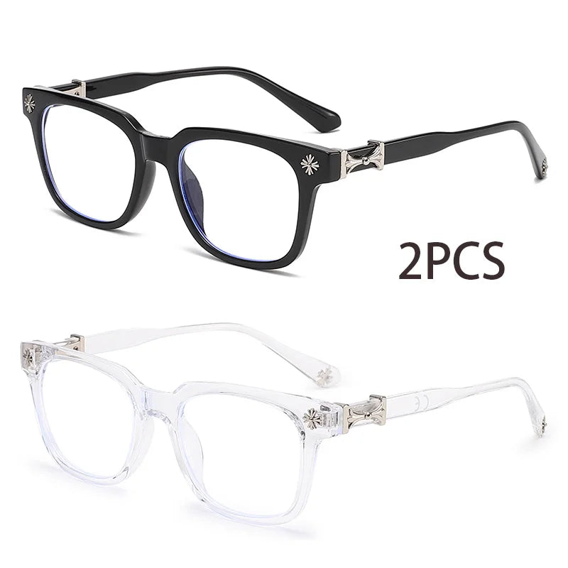 Classic Square Anti-Blue Light Glasses for Men and Women - Unisex Black & Transparent Frames for Computer Use