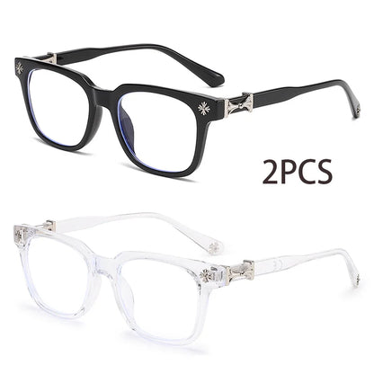 Classic Square Anti-Blue Light Glasses for Men and Women - Unisex Black & Transparent Frames for Computer Use
