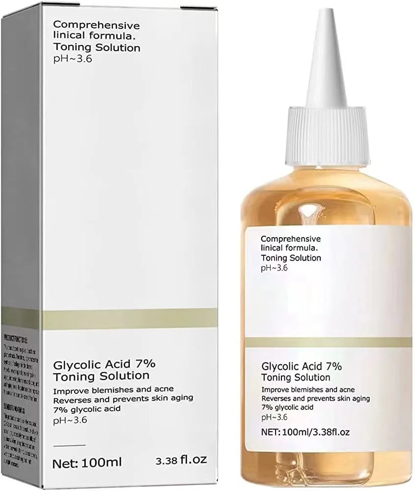 Glycolic Acid 7% Toning Solution - 100ml Acne Treatment & Skin Moisturizer for Radiant, Rejuvenated Skin