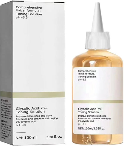 Glycolic Acid 7% Toning Solution - 100ml Acne Treatment & Skin Moisturizer for Radiant, Rejuvenated Skin