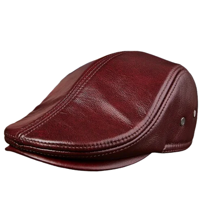 2025 Genuine Leather Beret Hat for Men - Stylish Winter Cap, Warm & Windproof, Vintage Peaked Driver Hat Gift