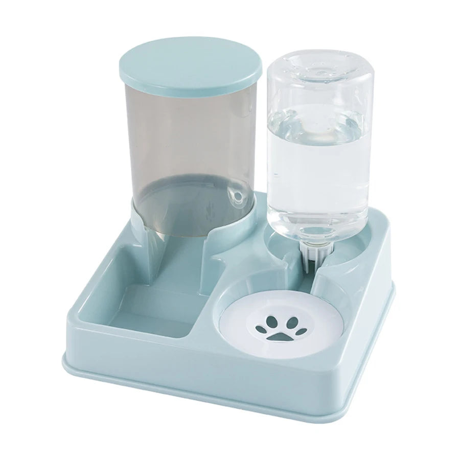 Automatic Cat Feeder & Water Dispenser Set - 2-in-1 Tilted Gravity Feeder for Cats & Dogs