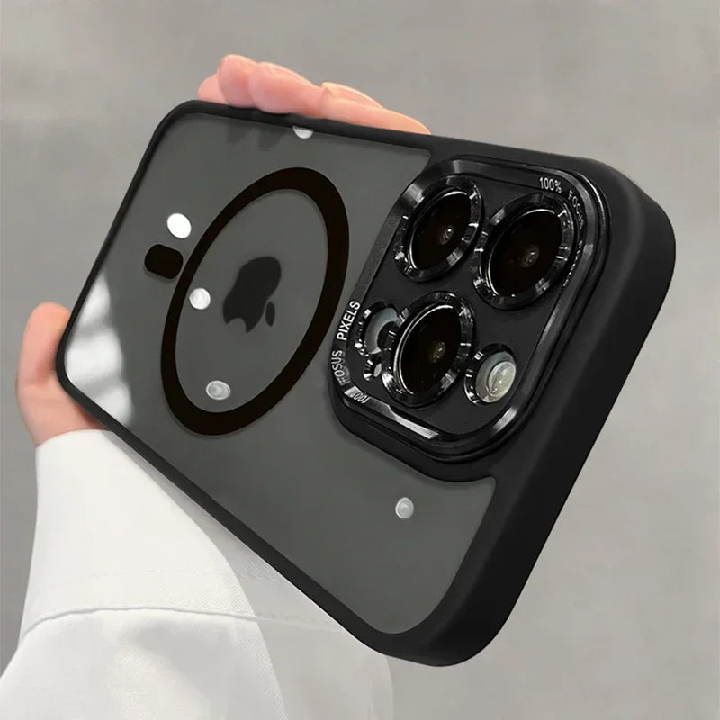 Luxury Magnetic Metal Bumper Case for iPhone 11-17 Pro Max Plus | Wireless Charging Compatible, Hard Protection Cover