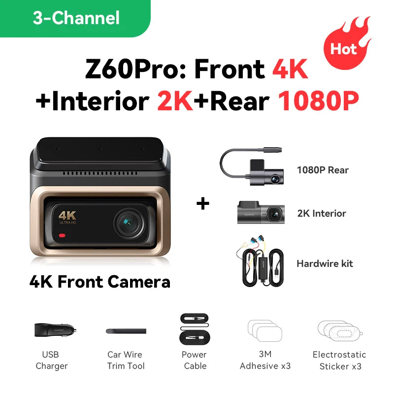 DDPAI Z60 Pro 4K Dash Cam - Front Camera for Cars with Dual SONY Sensors, GPS, WiFi, ADAS & Night Vision