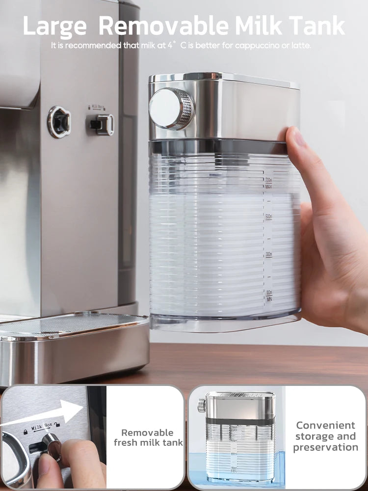 HiBREW 3-in-1 Espresso Machine for Coffee Lovers – Automatic Cappuccino & Latte Maker with Milk Frother, Stainless Steel H13A