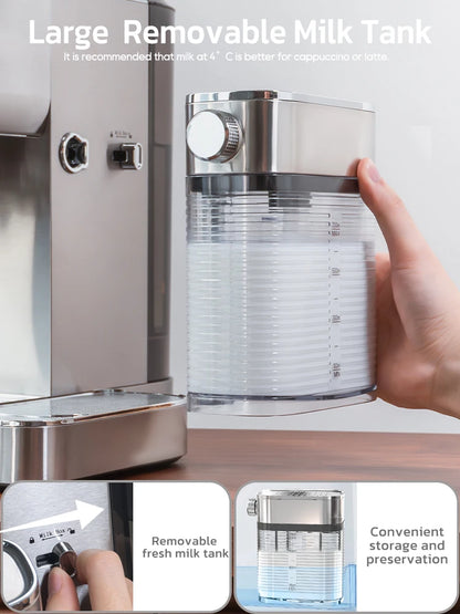 HiBREW 3-in-1 Espresso Machine for Coffee Lovers – Automatic Cappuccino & Latte Maker with Milk Frother, Stainless Steel H13A